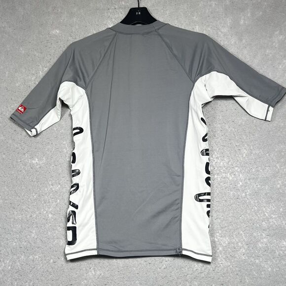 Quiksilver All Time Short Sleeve Rash Guard Mens Size Large Gray White Black - Picture 8 of 13